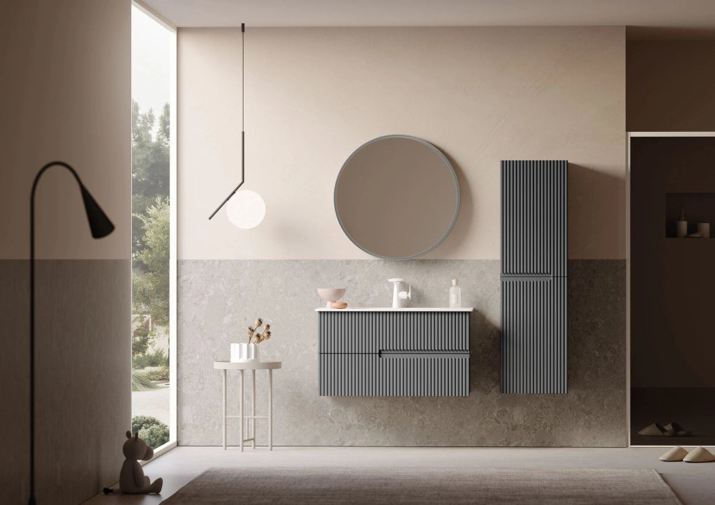 Mobile lavabo "Moonlight 90 v2" - 91 x 51 x 51 cm - Grigio opaco
