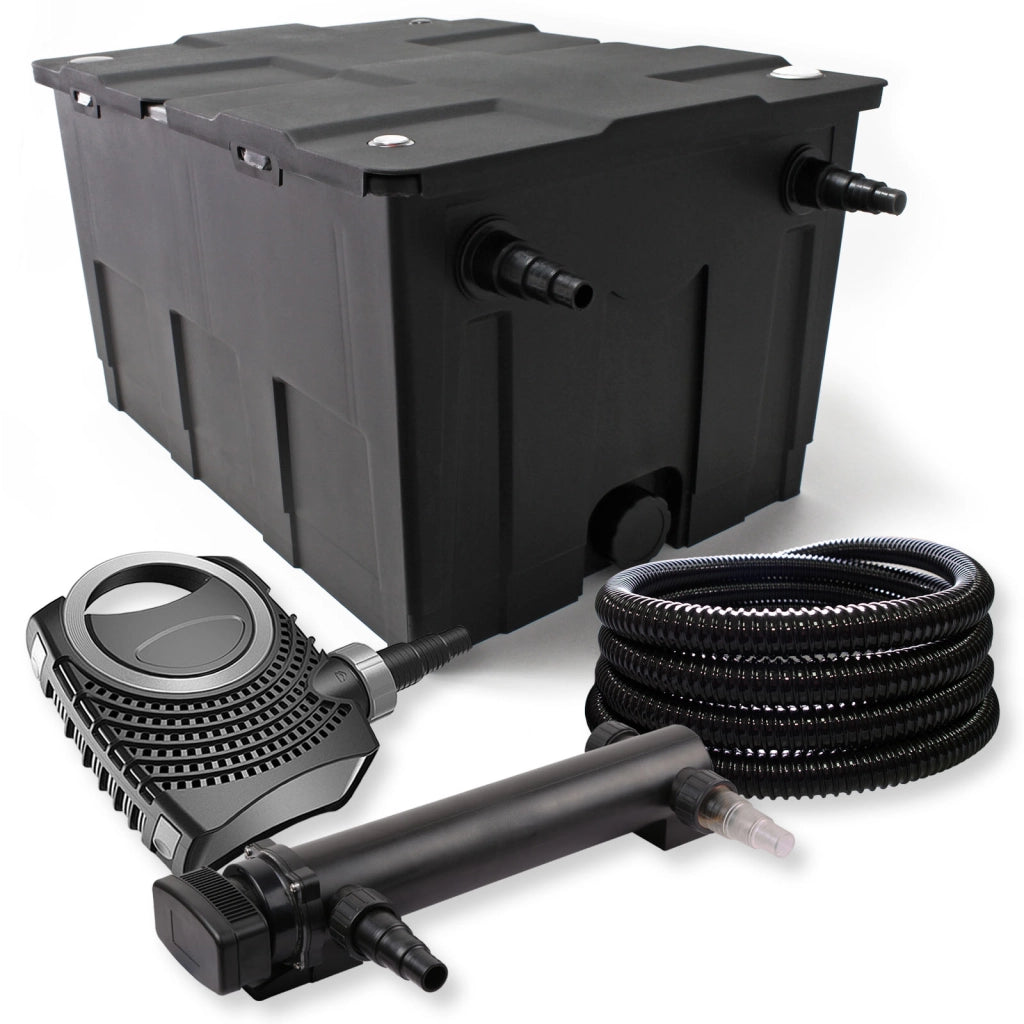 Set Filtro a 1 camera laghetto 60000l Chiarificatore UVC 24W Pompa NEO7000 50W Skimmer Tubo
