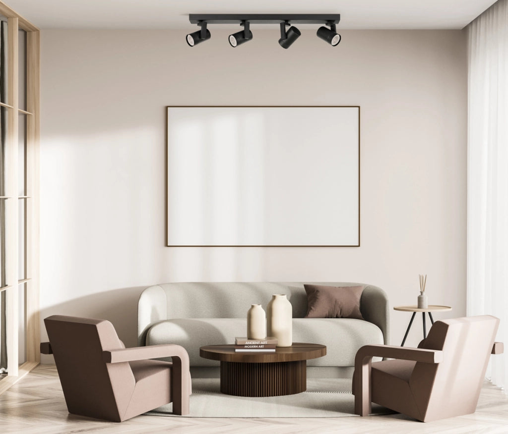 Faretto soffitto moderno 4 luci nero orientabile GU10 Italux