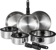 Set di pentole in acciaio inossidabile - Induzione - Stivabile - 10 pezzi - Acciaio inossidabile