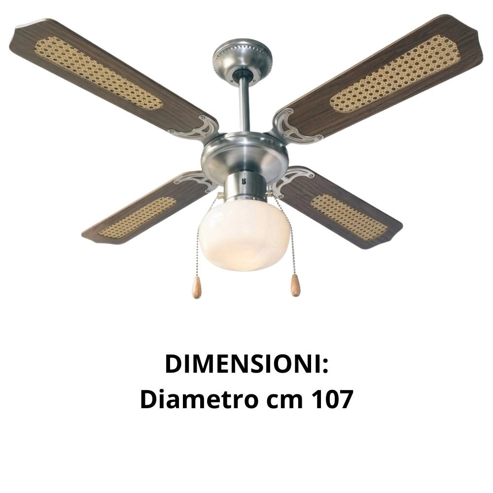 Ventilatore a soffitto zephir zfs9107 con luce e 4 pale, 3 velocità *** colore marrone, confezione 1