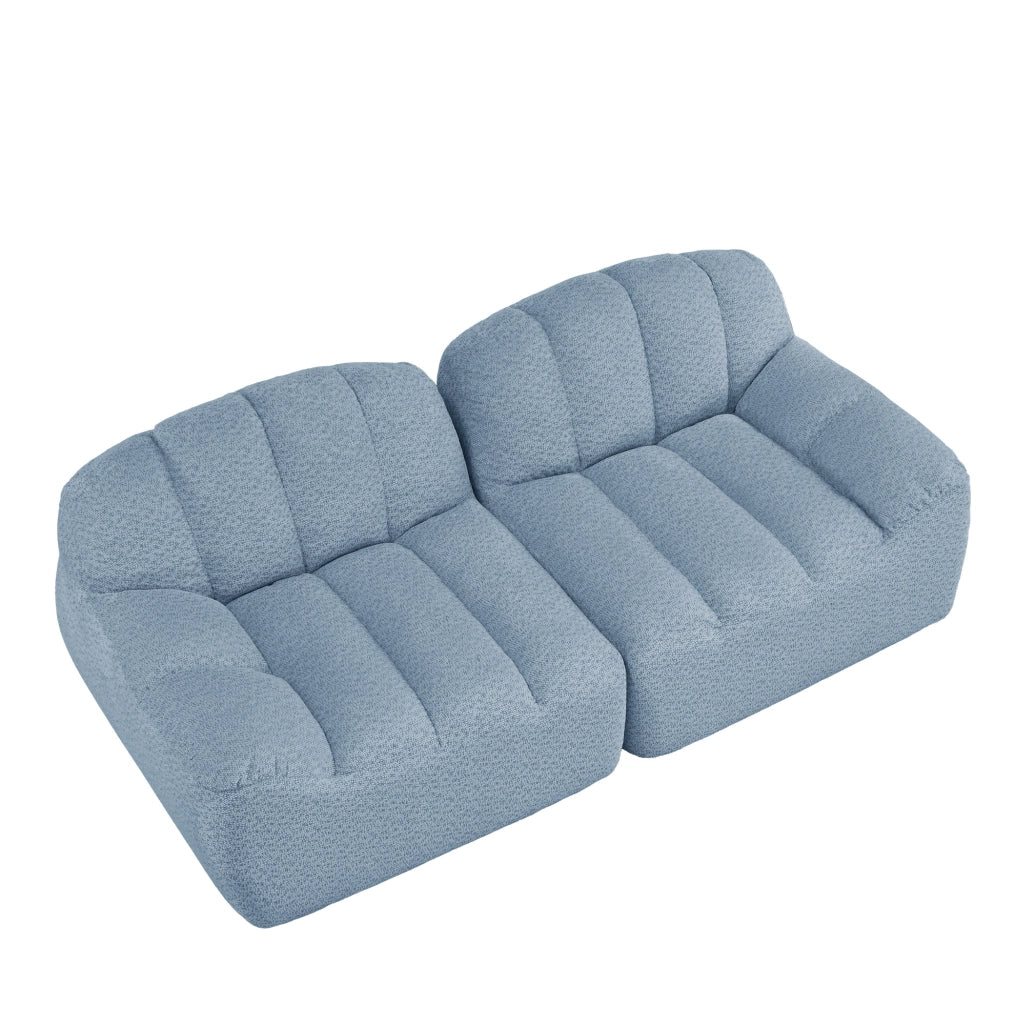 Divano modulare senza struttura 210x104x79 cm in fleece granulato blu