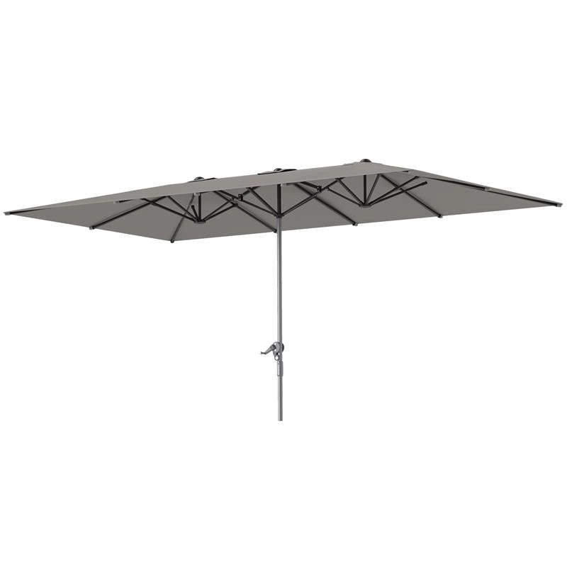 OMBRELLONE DOPPIO DA GIARDINO 4.5X2.6 M APERTURA A MANOVELLA E 12 STECCHE GRIGIO