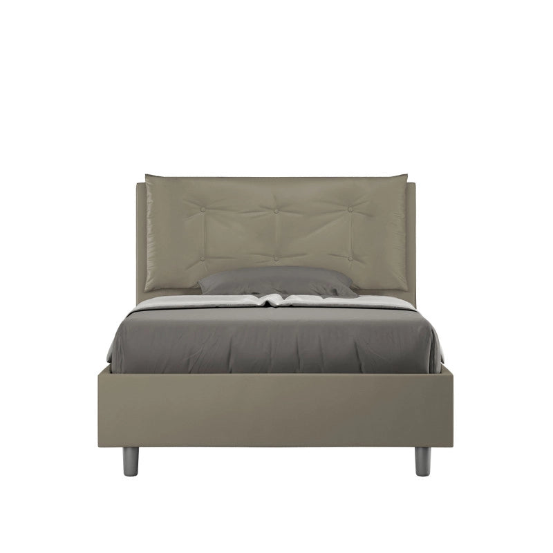 Letto imbottito Piazza e mezzo 120x200 cm Large - Similpelle,Cappuccino,Con rete