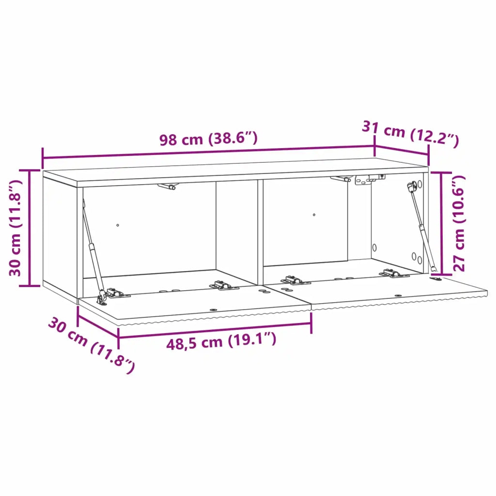 Mobile Porta TV da Muro Legno antico 98 x 31 x 30 cm