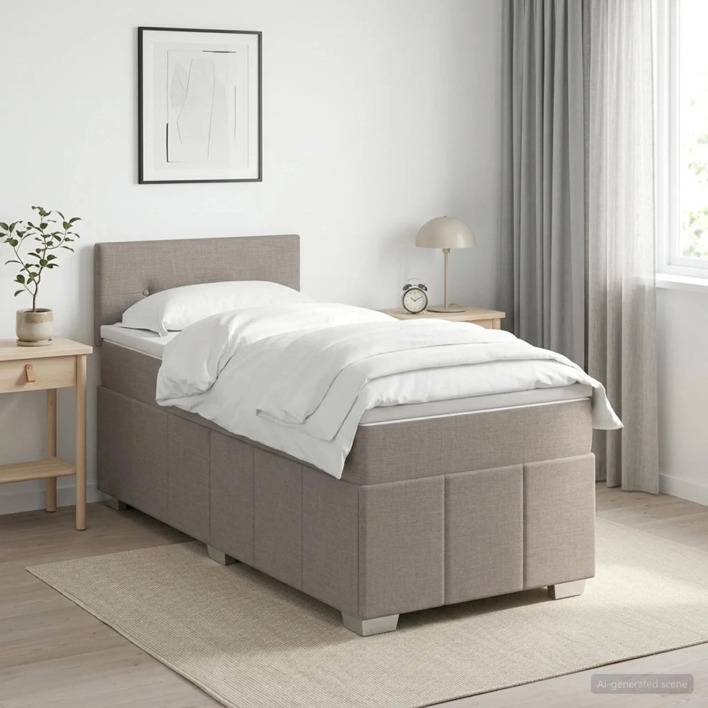 Letto box spring con materasso Tortora 100 x 200 cm Tessuto 3451147