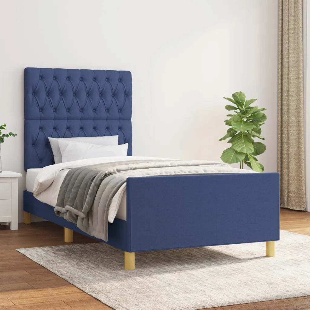 Giroletto senza Materasso-Struttura Letto Blu 90x200 cm in Tessuto 291426