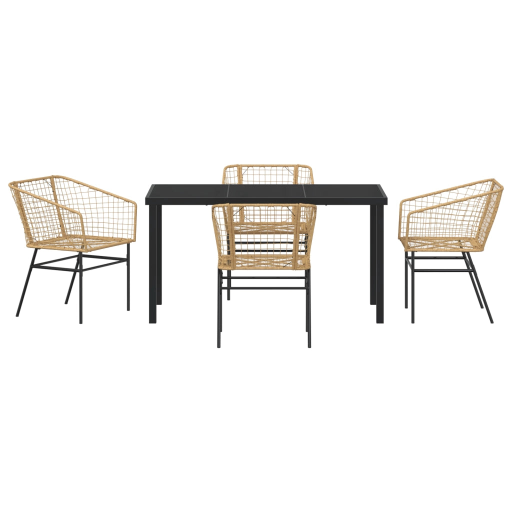 Set da Pranzo da Giardino 5 Pezzi Marrone Poly Rattan