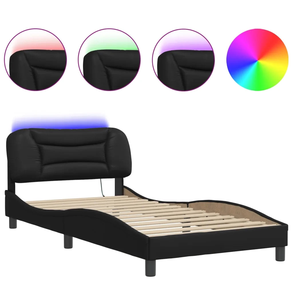 Giroletto con LED senza Materasso-Struttura Letto Hvar Nero 100x200 cm