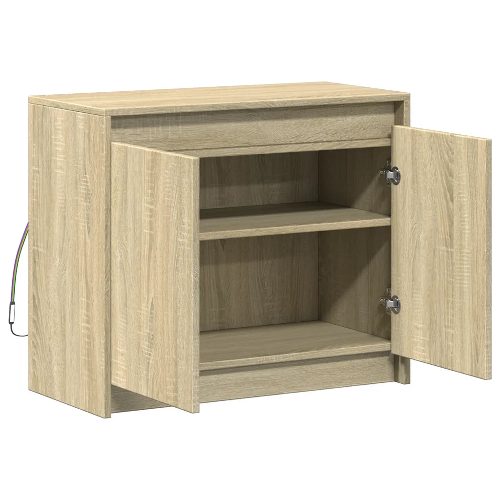 Credenza | Madia | Buffet da pranzo | Armadio da pranzo con LED Rovere Sonoma 72x34x61 cm in Legno Multistrato