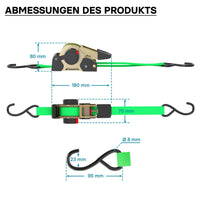 Cinghia di ancoraggio a cricchetto set 4 cinghie di fissaggio 3 m x 25mm 320 daN