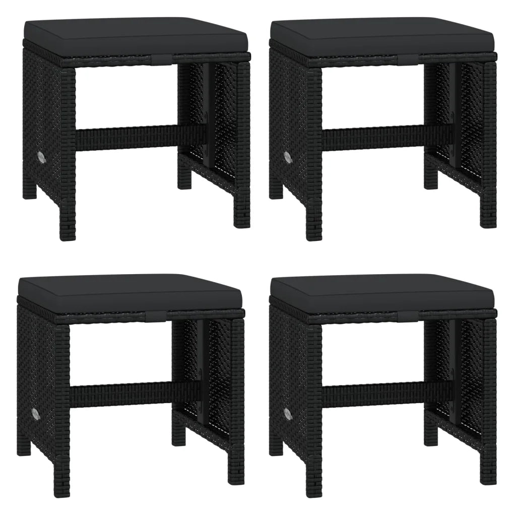 Set da Pranzo da Giardino 21pz con Cuscini in Polyrattan Nero cod mxl 50598