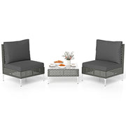 Set di mobili da giardino da 3 pezzi con comode sedute e fodere lavabili stile moderno rattan PE grigio 20_0011918