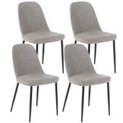 E-STYLO Sedia da pranzo in tessuto grigio chiaro e gambe in metallo nero, imbottita, 55cm X 46cm H. 85cm.
