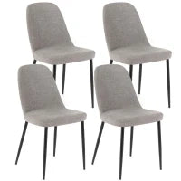 E-STYLO Sedia da pranzo in tessuto grigio chiaro e gambe in metallo nero, imbottita, 55cm X 46cm H. 85cm.