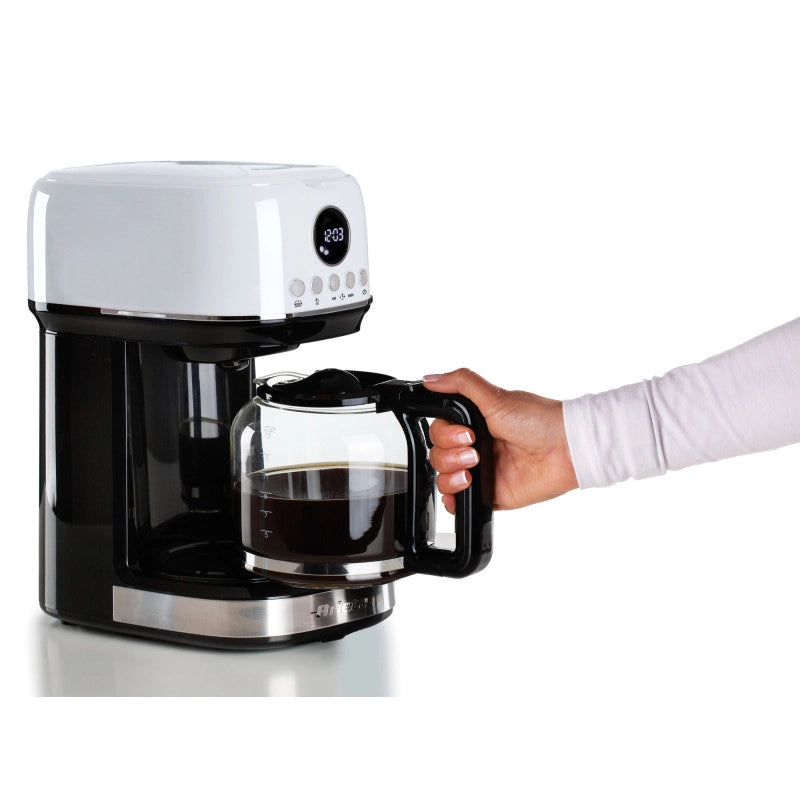 Macchina da caffè con filtro Moderna 15 tazze, base riscaldante, display LCD - Bianco