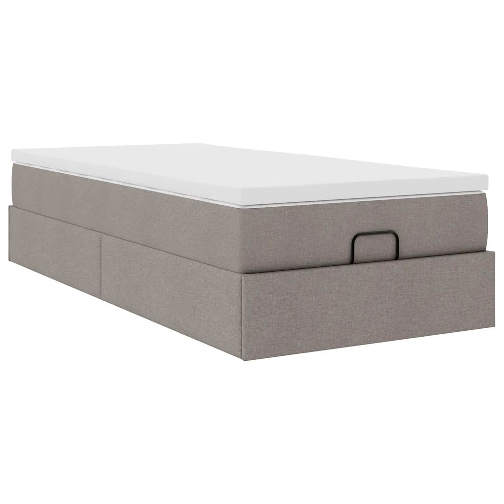 Struttura Letto Pouf con Materasso Tortora 100x200cm in Tessuto