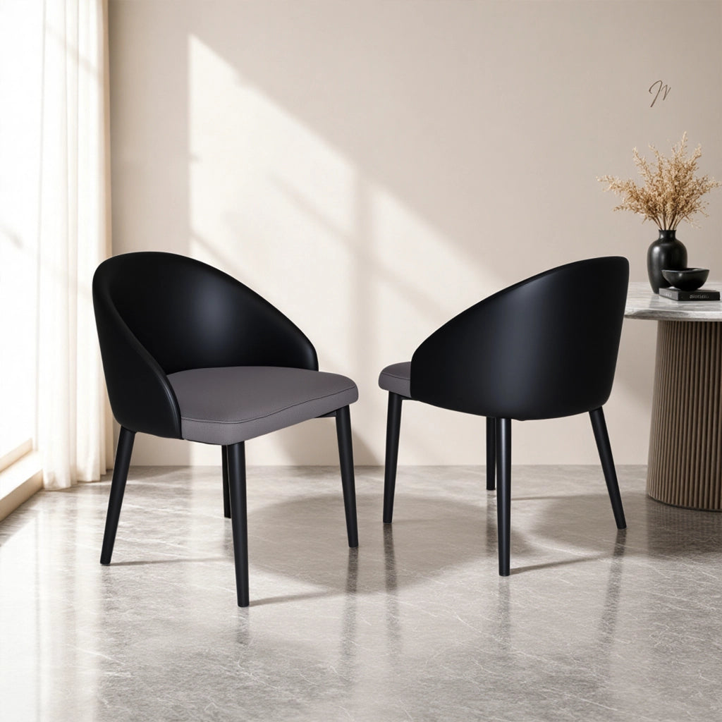 Sedia da Pranzo Set da 2 con Schienale Ergonomico e Piedini Antiscivolo in PU Grigio