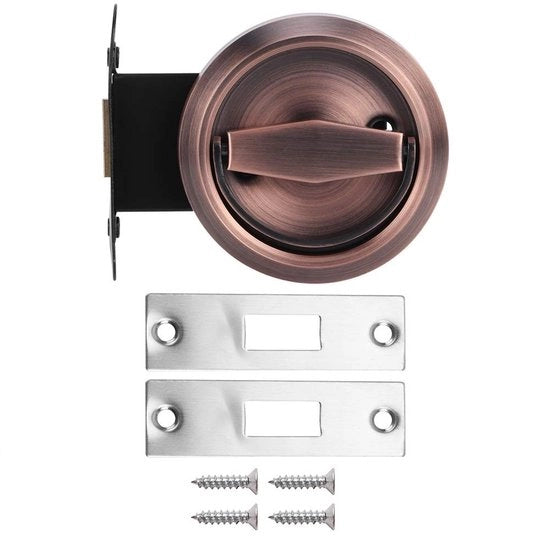 Accessori per serrature - Serratura in acciaio inossidabile - Duratura e sicurezza garantite - Colore rosso bronzo (con serratura) - Accessori per serrature per la camera da bagno - Adatto per porte in legno
