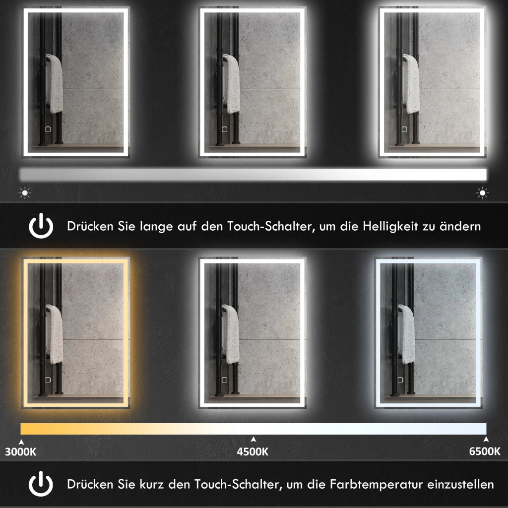 Specchio da Bagno LED con Interruttore a Tocco ¨C Minimal ¨C Bianco