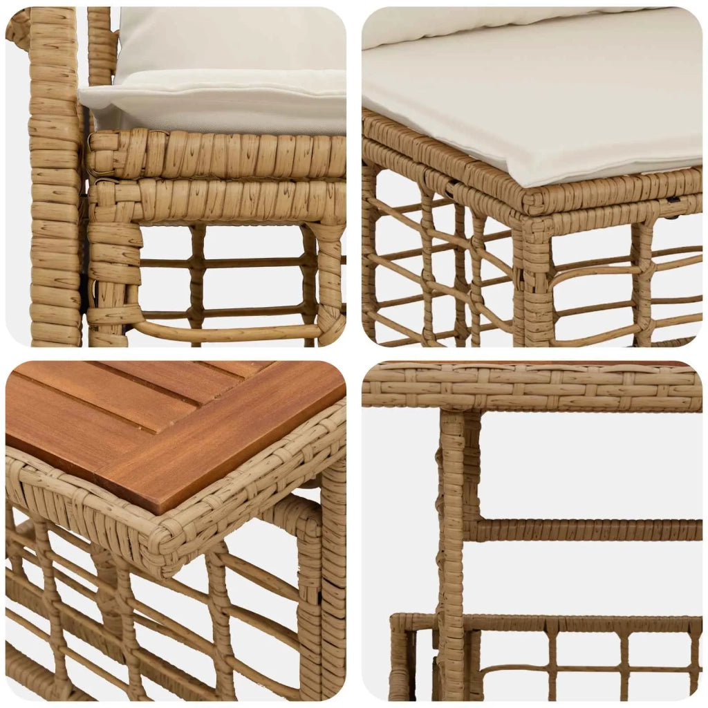 Set Divano da Giardino 8 pz Naturale e Bianco Crema polyrattan 3437954