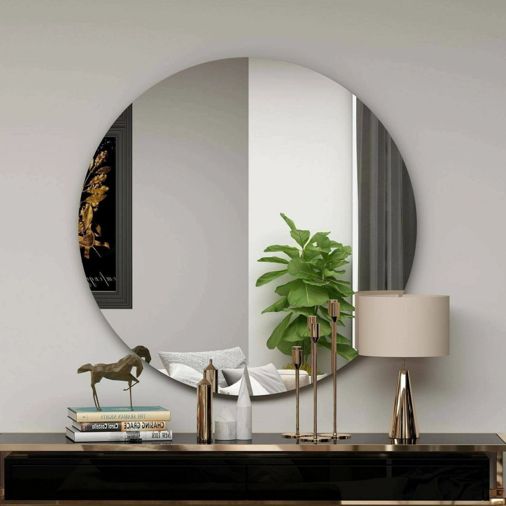 Specchio Bairo, Specchiera, Articolo d'arredo a muro, Decorazione con specchio, 70x2h70 cm, Nero