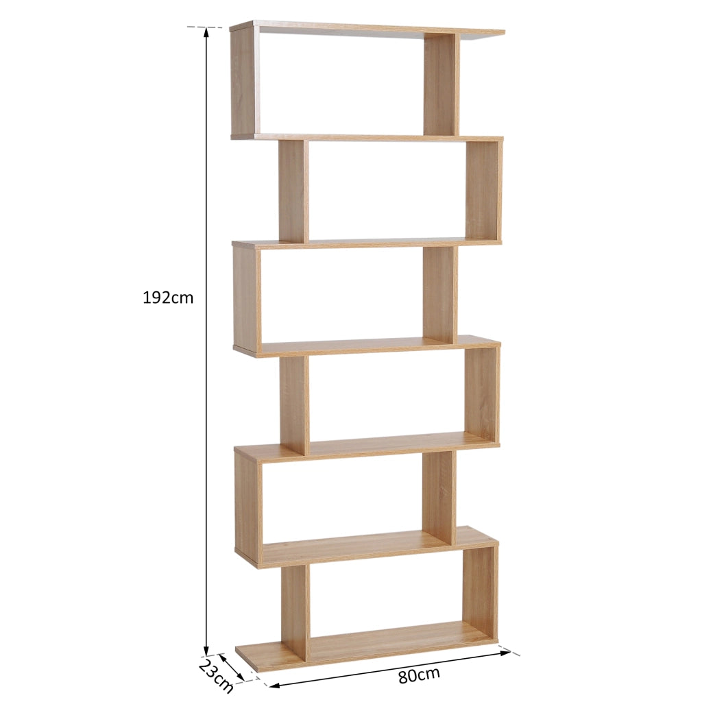 Libreria Zig Zag Design Moderno ¨C zephmum ¨C 80x23x192 cm 6 Livelli Colore Quercia Chiaro