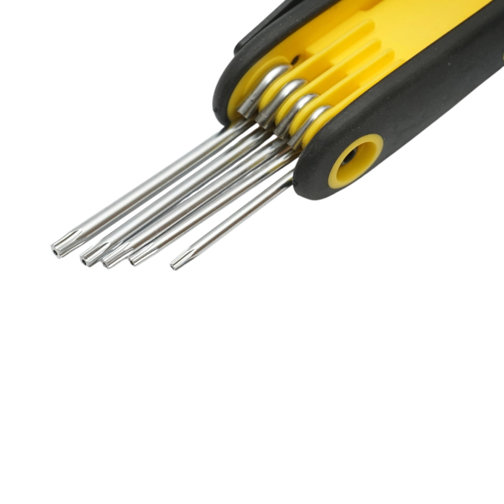 Set di 8 chiavi esagonali Torx pieghevoli con impugnatura a coltello T9-T40mm Cr-V Crownman