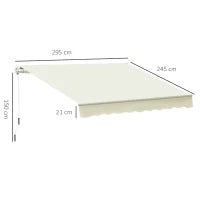 Tenda da Sole Avvolgibile a Caduta con Manovella, in Alluminio e Poliestere, 3x2.5m, Bianco
