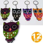 Trade Shop - Set 12 Bomboniera Gufo Gufi Colorati Civetta Portafortuna Compleanno Portachiavi -
