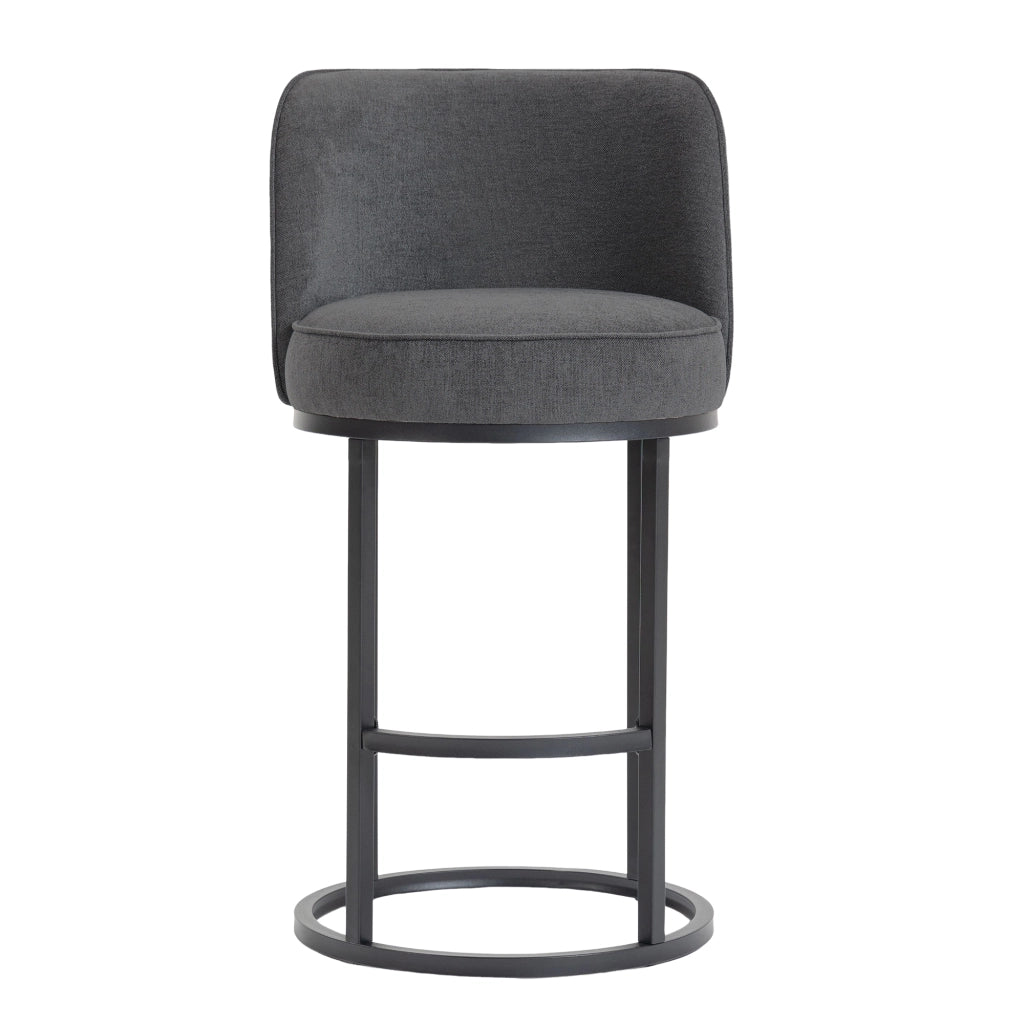 Sgabelli da Bar Set 2 Pezzi ¨C MINIMAL ¨C Seduta Imbottita in Tessuto, Gambe in Metallo Nero