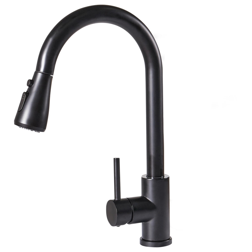 Rubinetto da cucina moderno rubinetto miscelatore a spruzzo estraibile bobina a molla in acciaio inossidabile beccuccio girevole nero