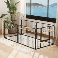Recinto per Cani a 6 Pannelli Modulabili da 80x1.5x60 cm in Acciaio Grigio Scuro con Porta di Ingresso