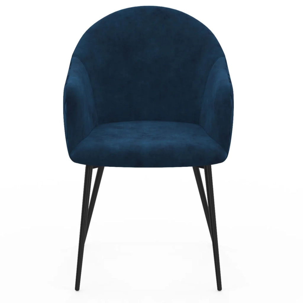 IDMarket - Set di 2 sedie da pranzo e poltrone da tavolo MOLY in velluto goffrato blu anatra