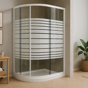 Ogomondo box doccia semicircolare bianco due ante cristallo temprato *** misure 87-89,5x87-89,5xh185 cm serigrafato, ...