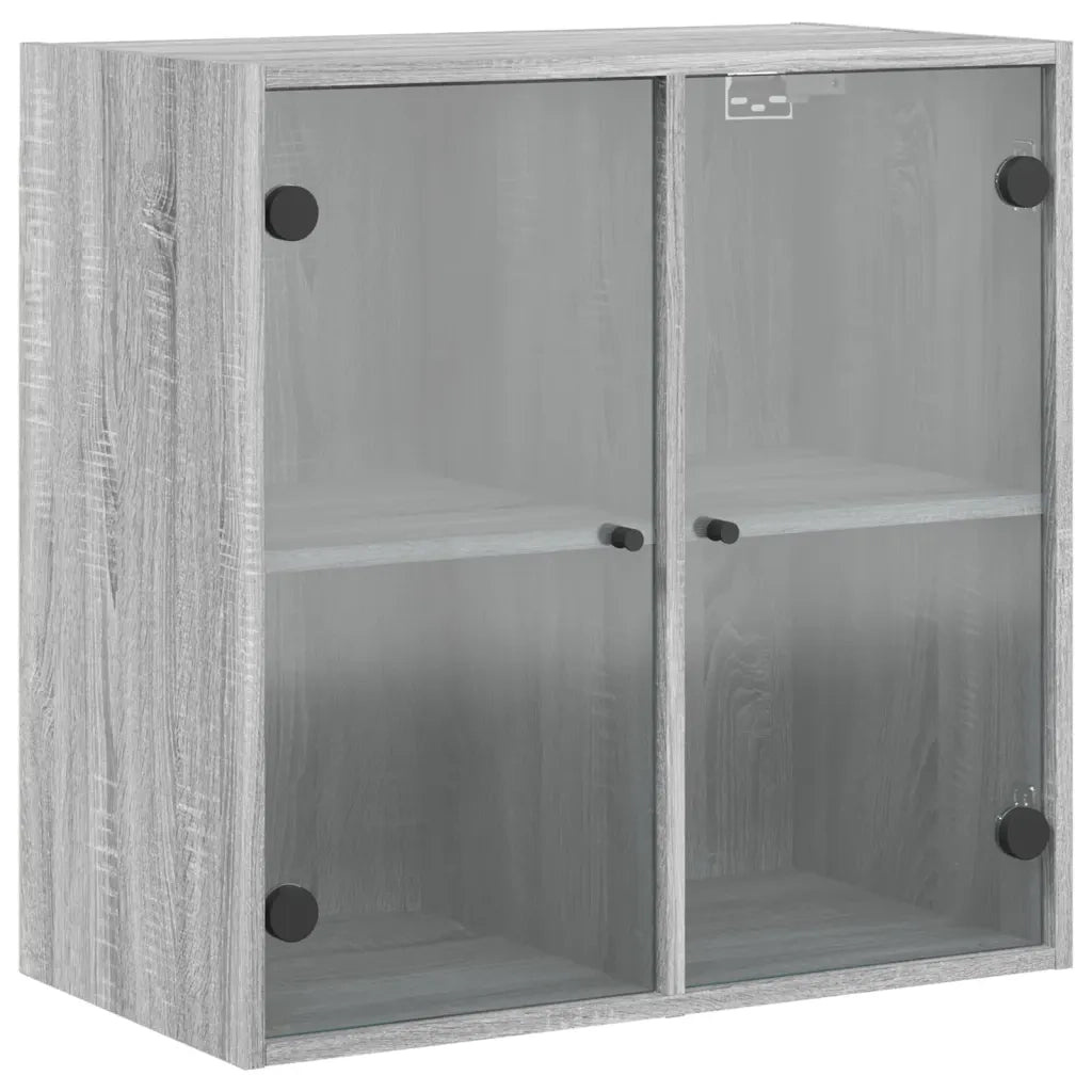 Mobile a Muro con Ante in Vetro Grigio Sonoma 68x37x68,5 cm 836495