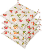 Set 4 Cuscini Sedia Lettere e Frutta Moderni Morbidi Imbottiti Ovatta Universali Cotone Lavabile