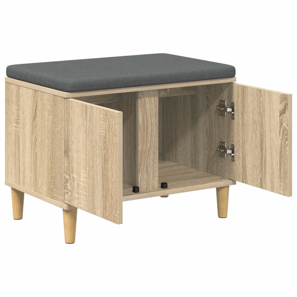 Panca per ingresso con cuscino-Sgabello-Panca da Corridoio Rovere Sonoma 60 x 38 x 46 cm 151915