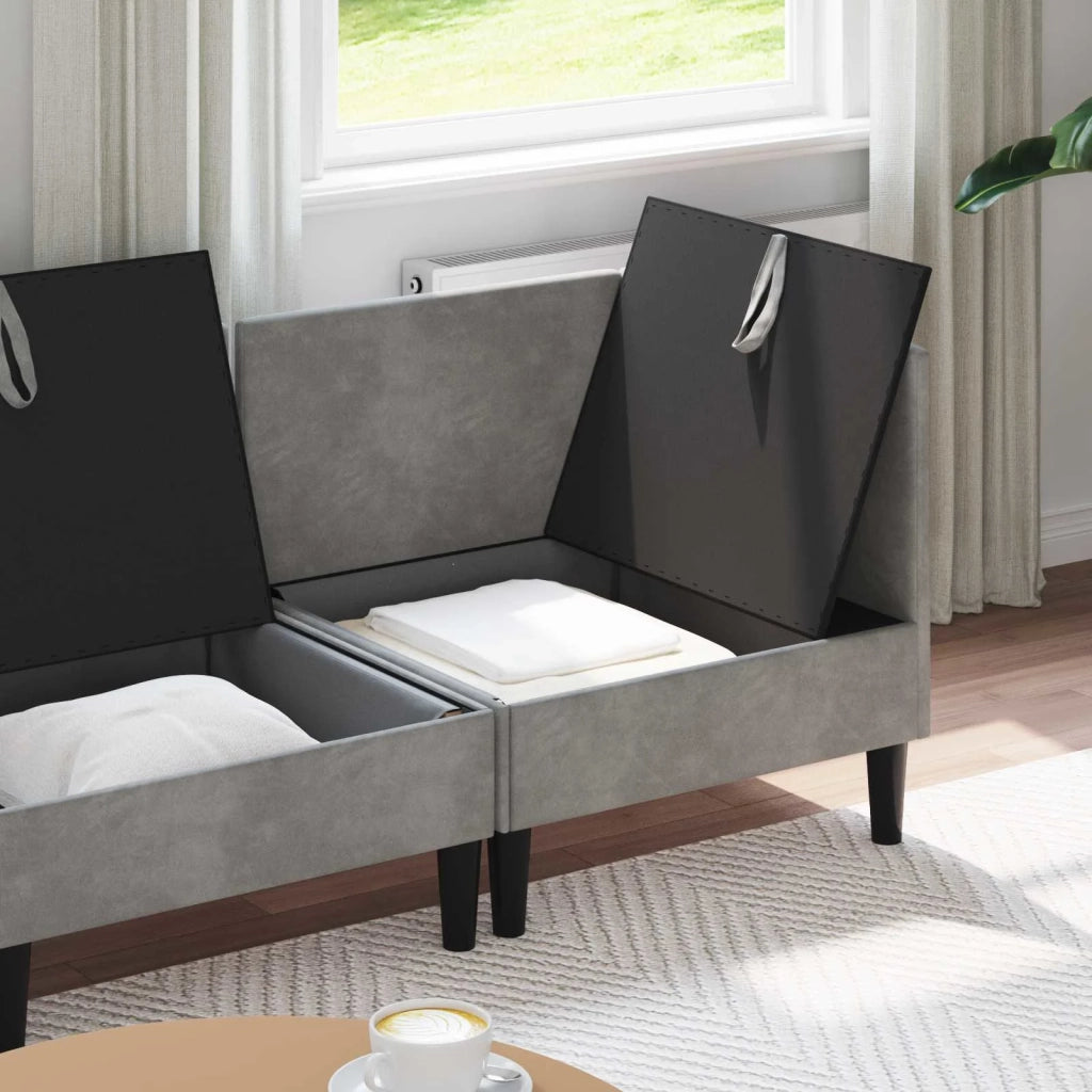 Set di mobili per il soggiorno 3 pcs Grigio Chiaro Velluto