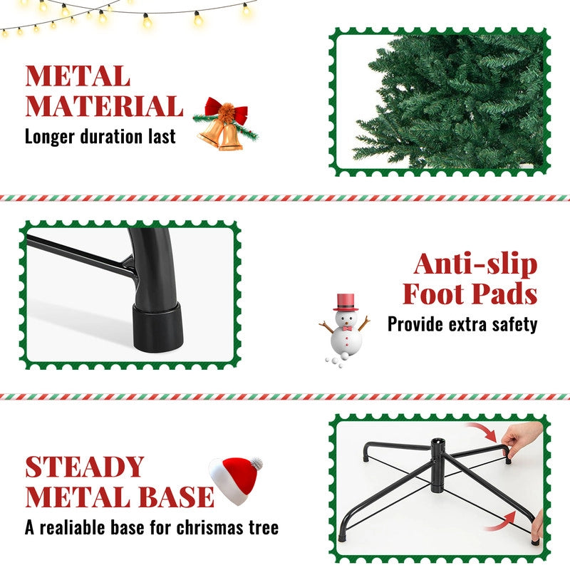 Albero di Natale artificiale 180 cm, albero di Natale con guanti e 866 punte di rami, supporto in metallo, montaggio rapido, ignifugo, abete