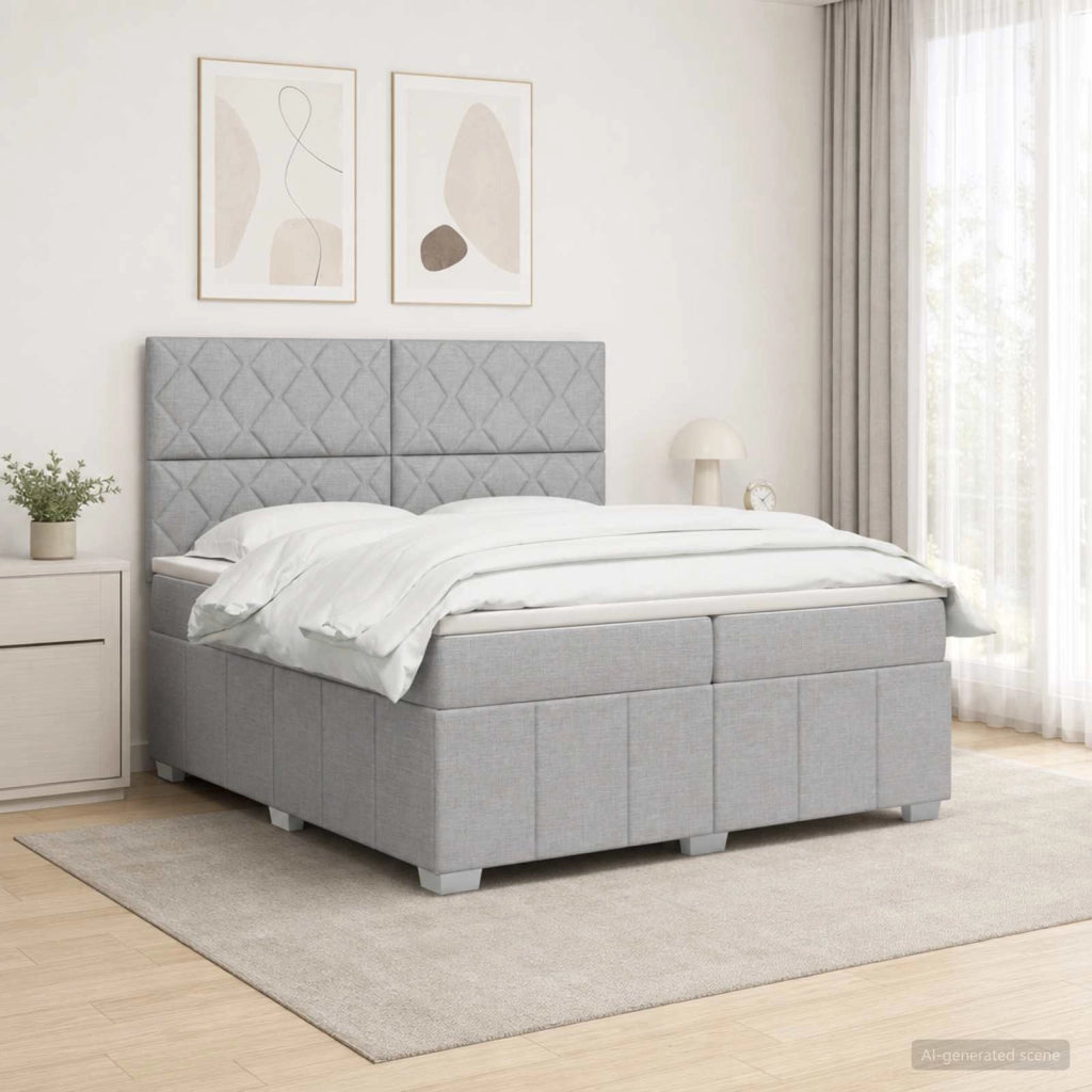 Letto box spring con materasso Grigio Chiaro 200 x 200 cm 3454225