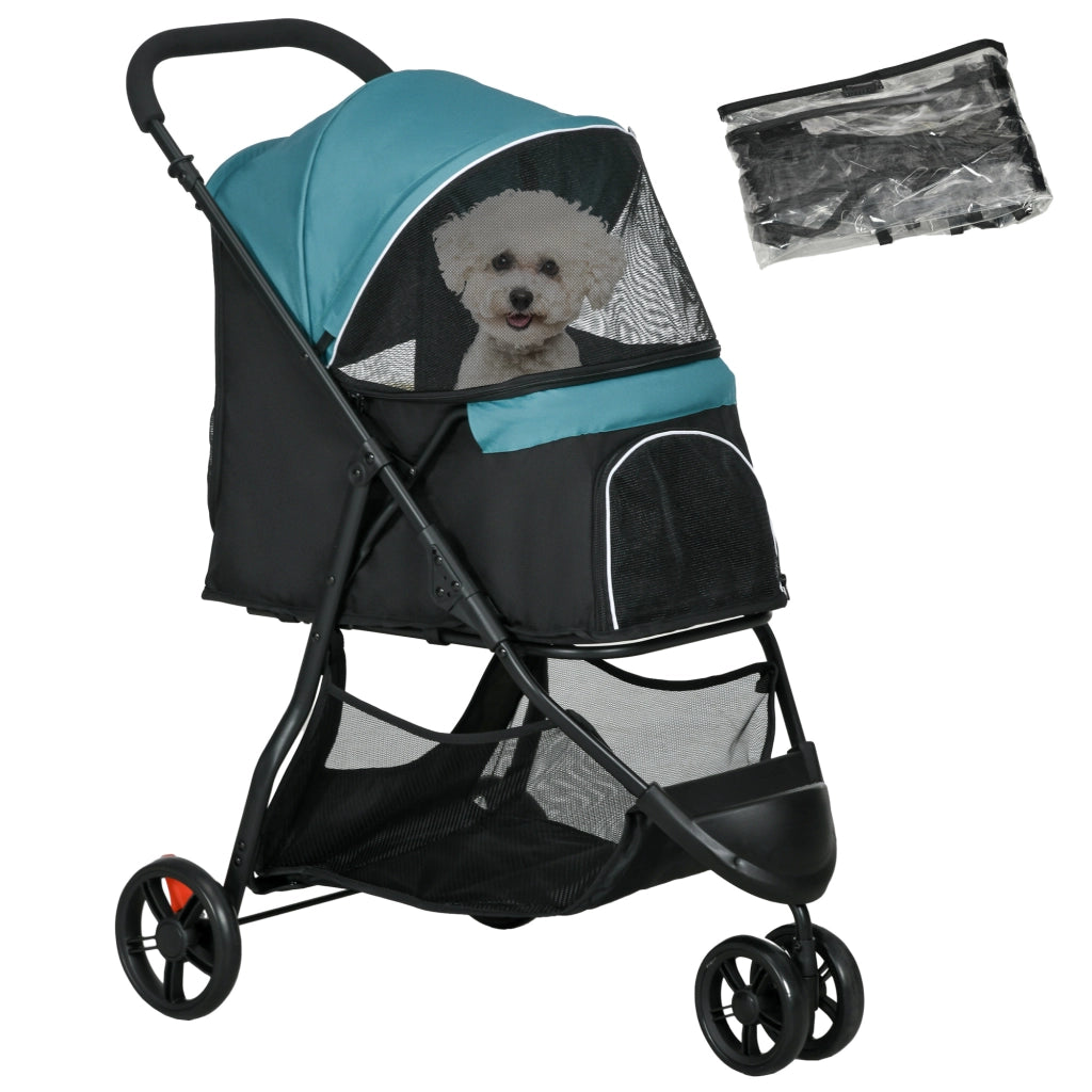 Carrello per animali domestici pieghevole ¨C Zephmum ¨C Blu e Nero con ombrellone