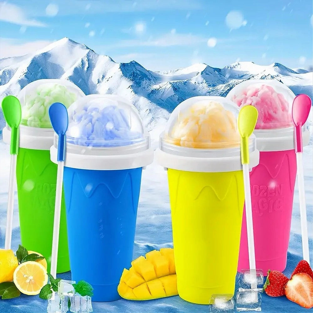 Trade Shop - Tazza 300 Ml Da Spremere Gelatiera Surgelata In Silicone Granite Frullati Frappè -