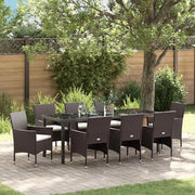 Set da Pranzo per Giardino con cuscino 9 pcs Marrone polyrattan 3379750