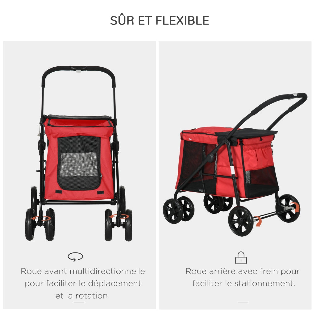 Trasportino pieghevole per animali ¨C zephmum ¨C rosso 102x62x105 cm