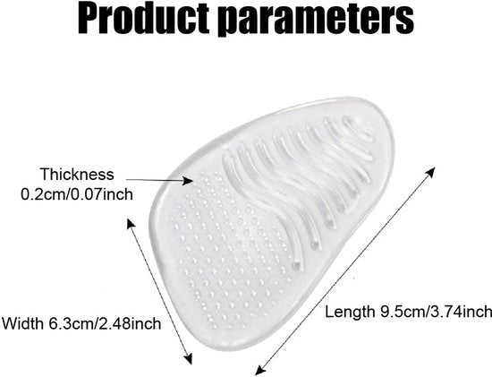 Gel Pads Antislip Inlegzoli per Piedi - Dampening - Progettazione Ergonomica - Comodo per Stivali - 2 Pair Translucidi