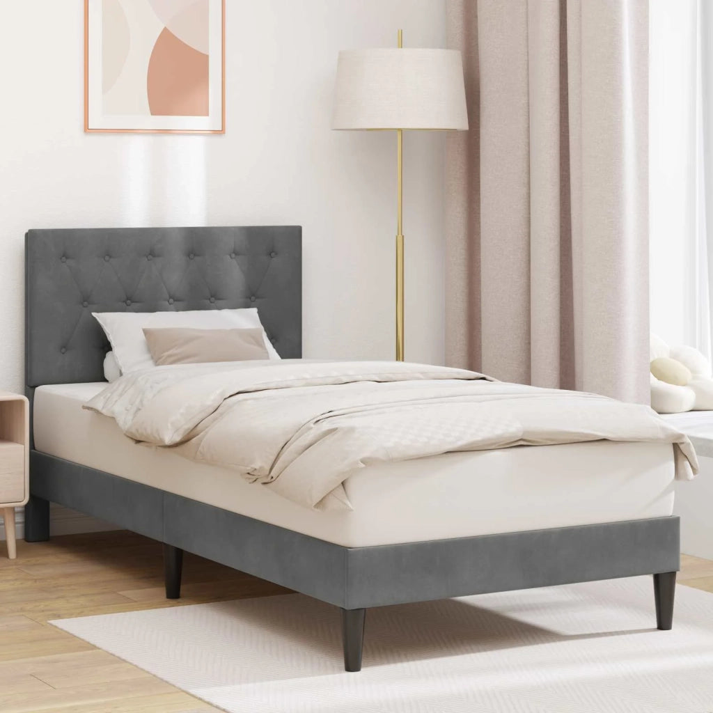 Struttura del letto Grigio Scuro 90 x 190 cm Velluto 3414676