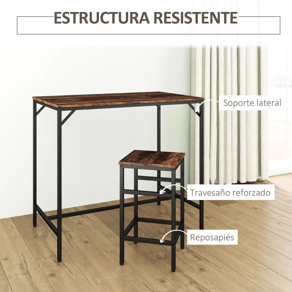 Tavolo alta cucina con 4 sgabelli ¨C zephmum ¨C marrone rustico