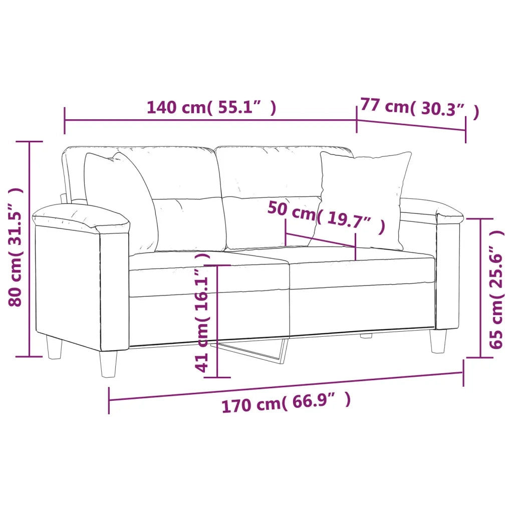 Divano a 2 Posti con Cuscini-Sofa 2 Posti con Cuscini Beige 140 cm Tessuto Microfibra