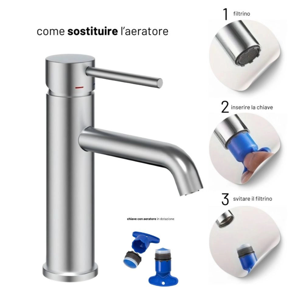 Miscelatori bagno lavabo e bidet serie jazz con leva in metallo e piletta facile installazione *** finitura- nickel s...